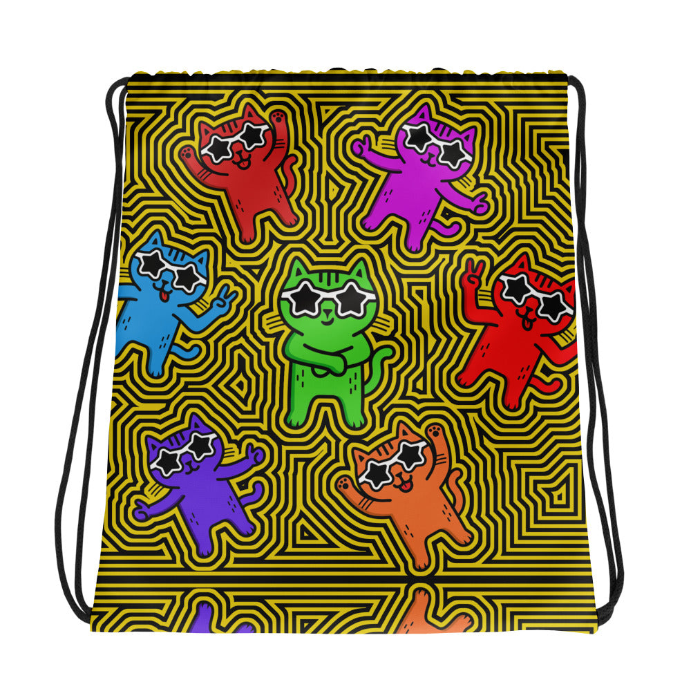 Yass Cats - Yellow Hello - Drawstring bag