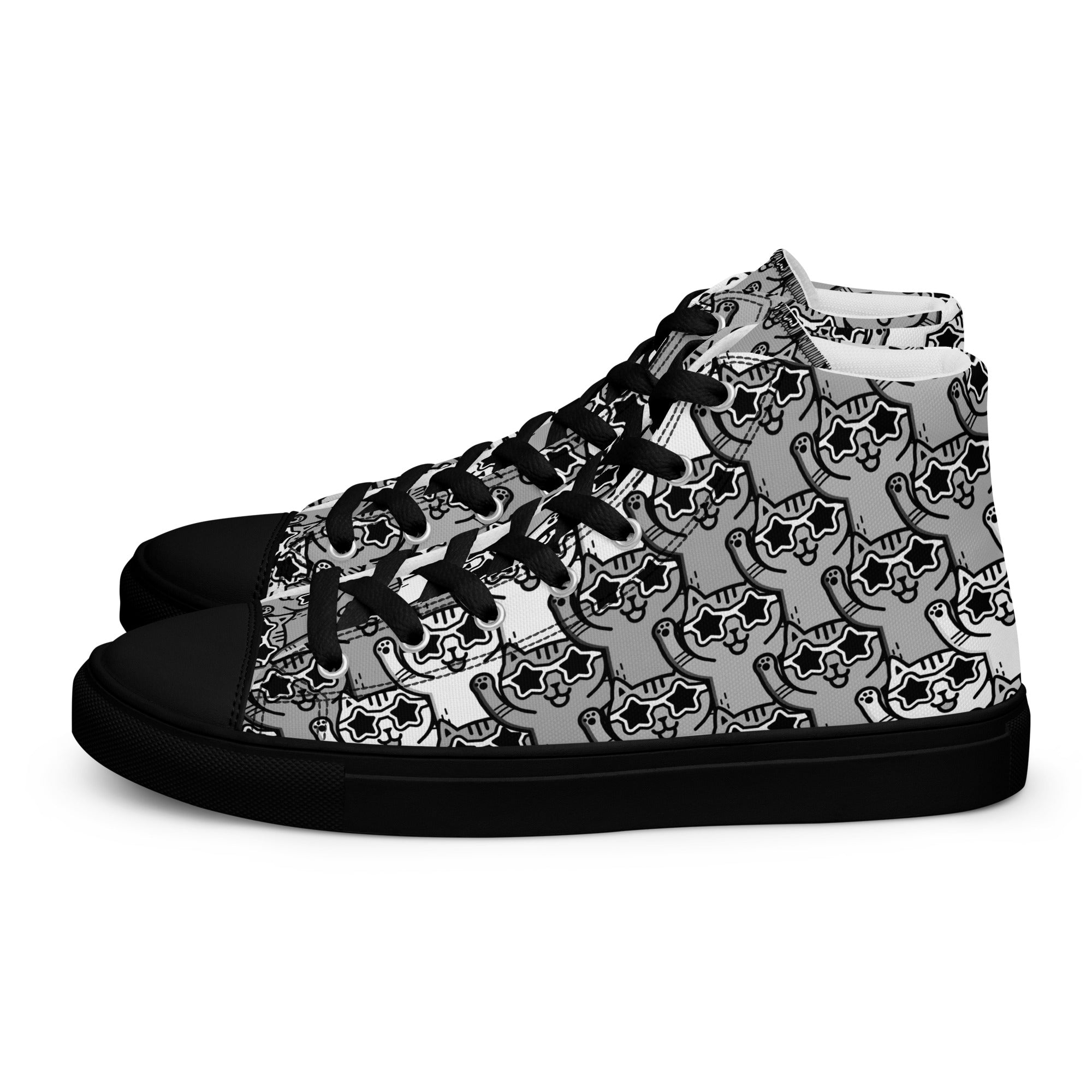 Men Funny Cat High Top Canvas offers Shoes Simple Retro Design Im Fine Its Fine