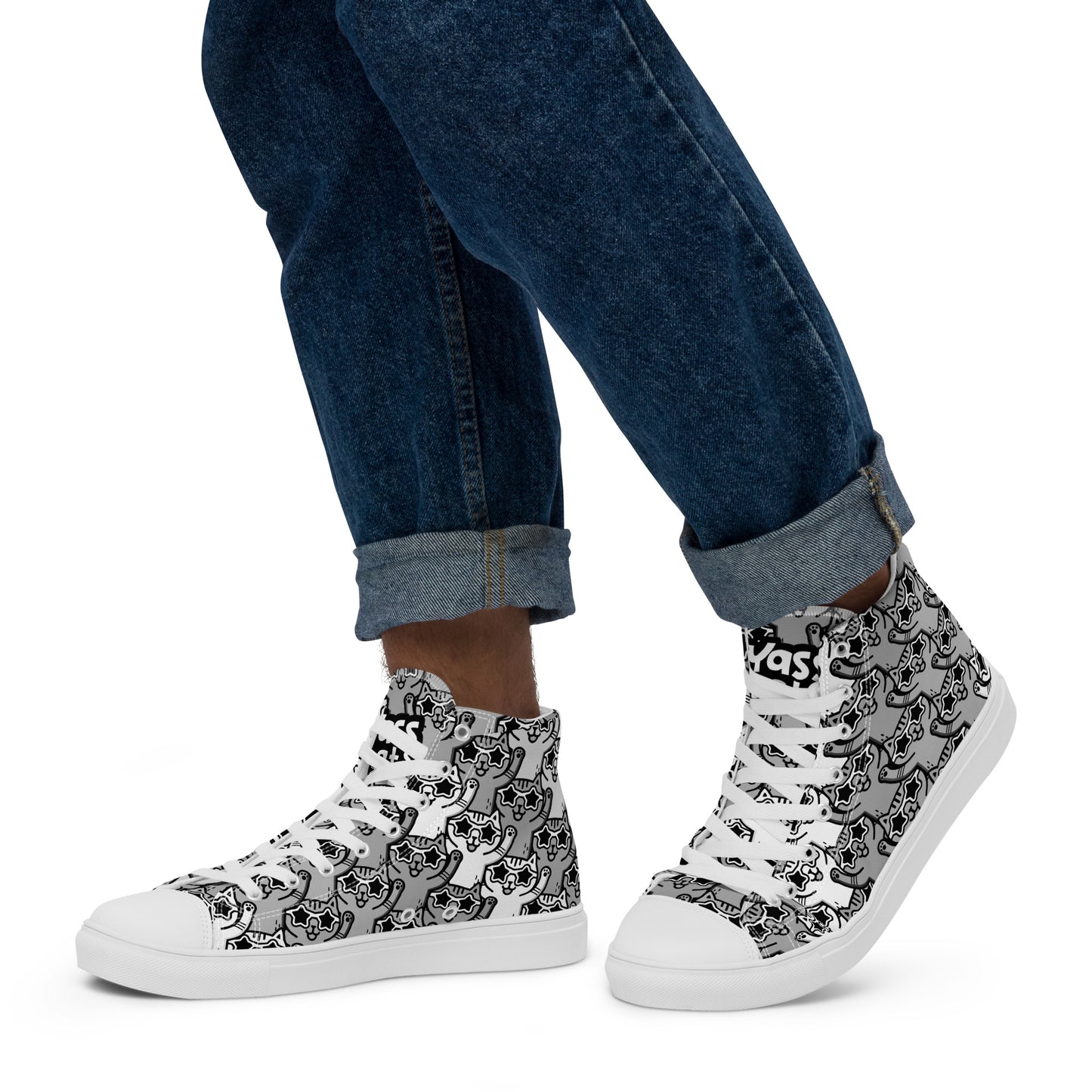 Yass Cats - Grey - Men’s high top canvas shoes