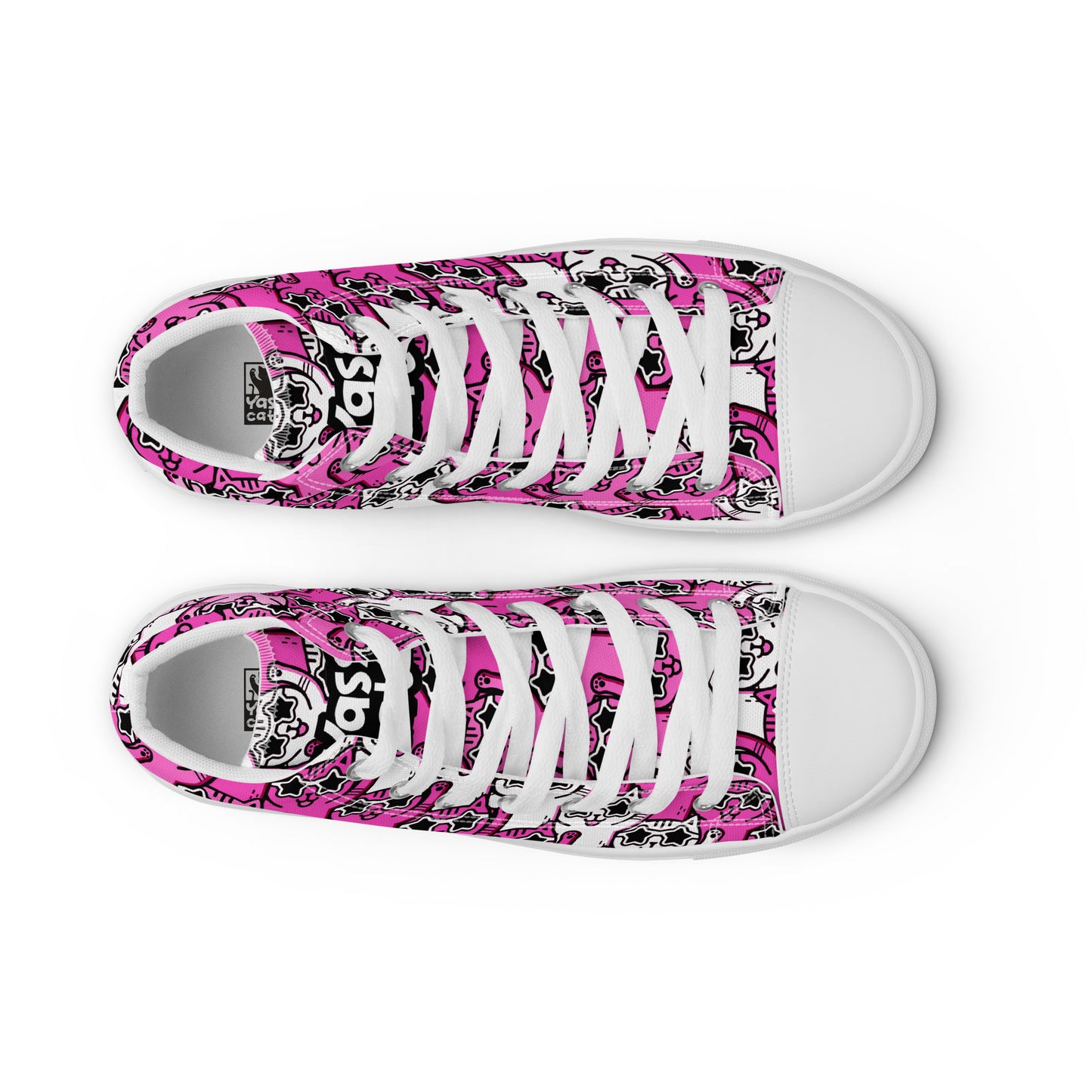 Yass Cats - Cute-Pink-Kitty - Women’s high top canvas shoes