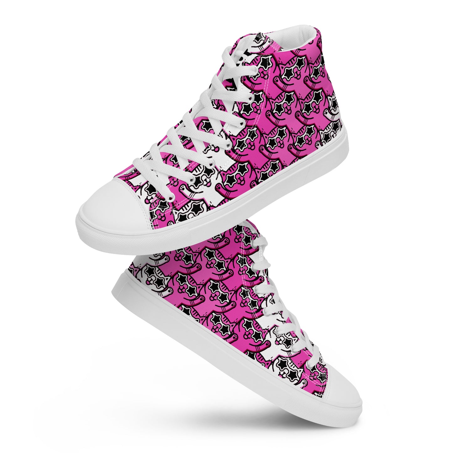 Yass Cats - Cute-Pink-Kitty - Women’s high top canvas shoes