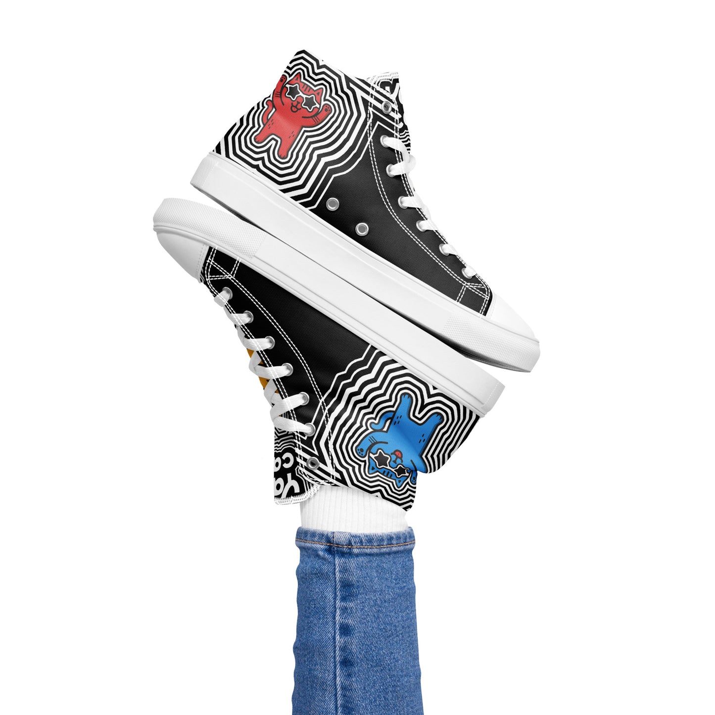 Yass Cats - RED x BLUE - Women’s high top 'skater sneakers