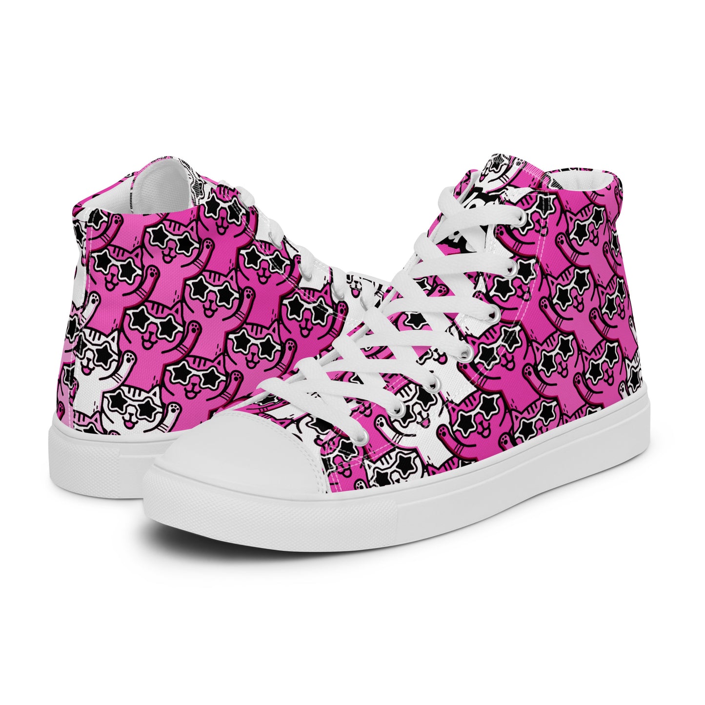 Yass Cats - Cute-Pink-Kitty - Women’s high top canvas shoes