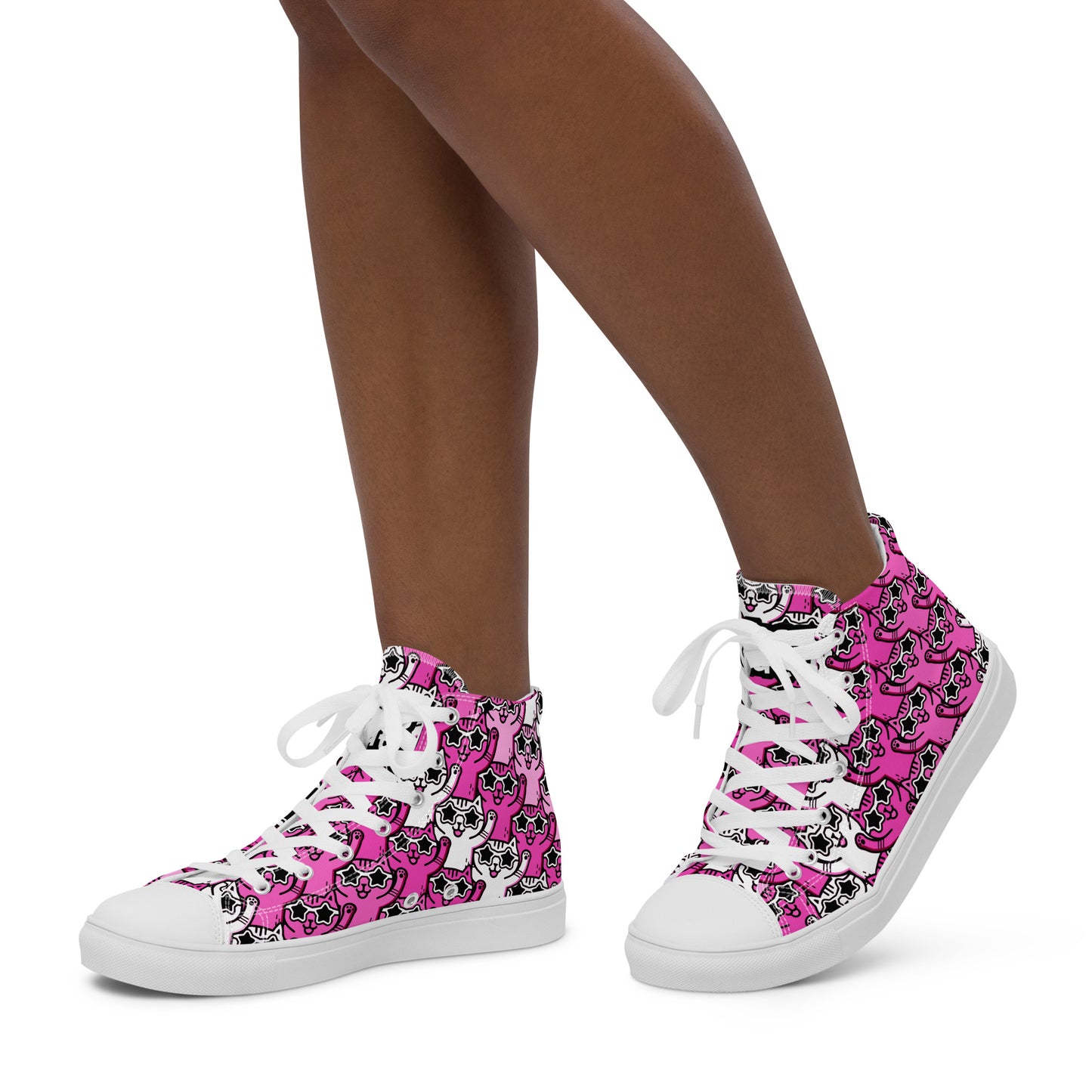 Yass Cats - Cute-Pink-Kitty - Women’s high top canvas shoes