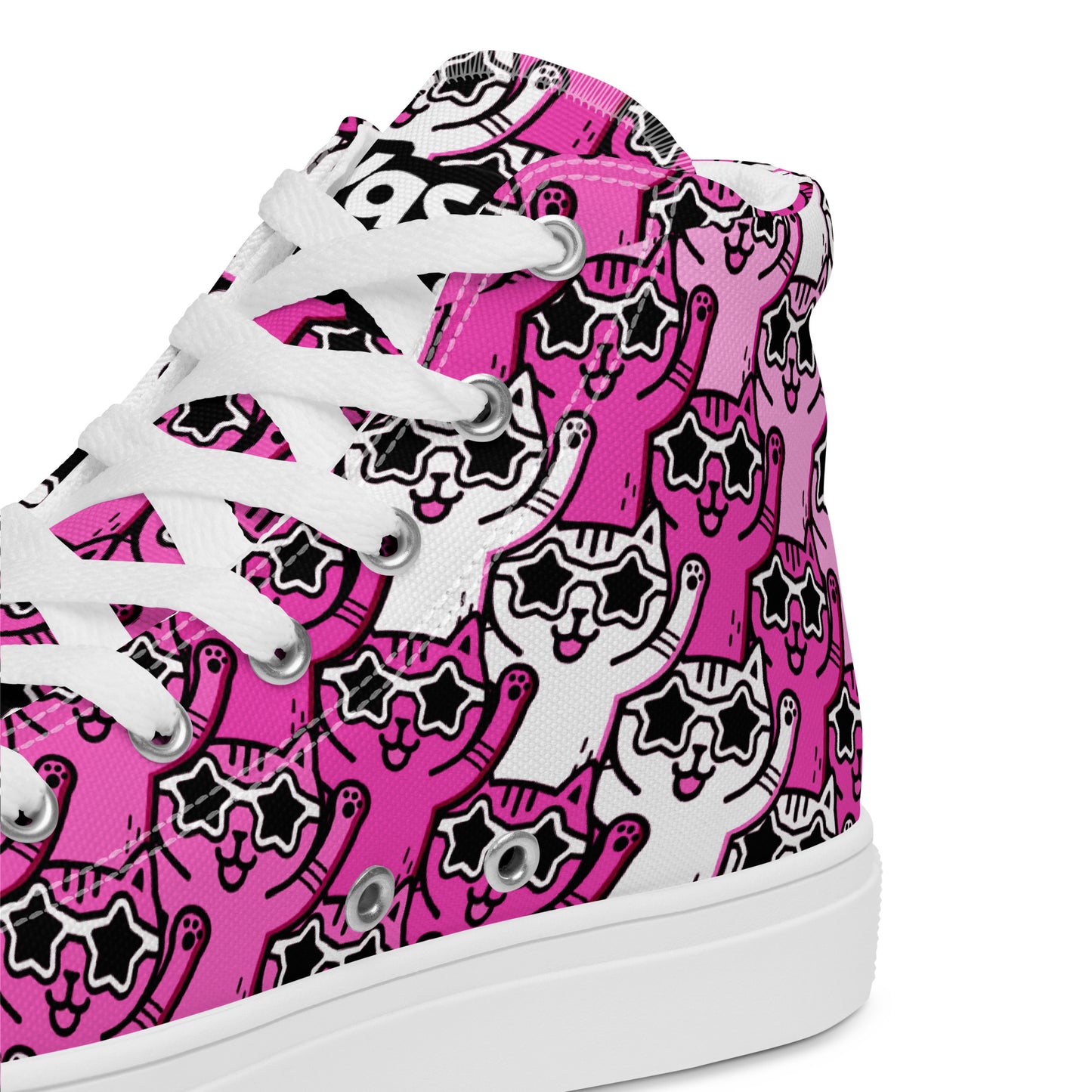 Yass Cats - Cute-Pink-Kitty - Women’s high top canvas shoes