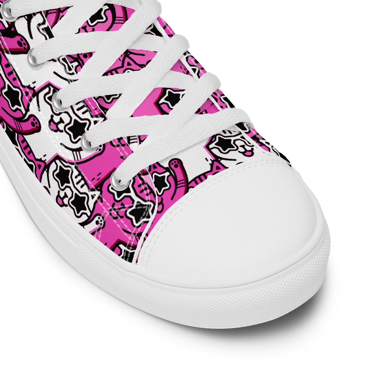 Yass Cats - Cute-Pink-Kitty - Women’s high top canvas shoes