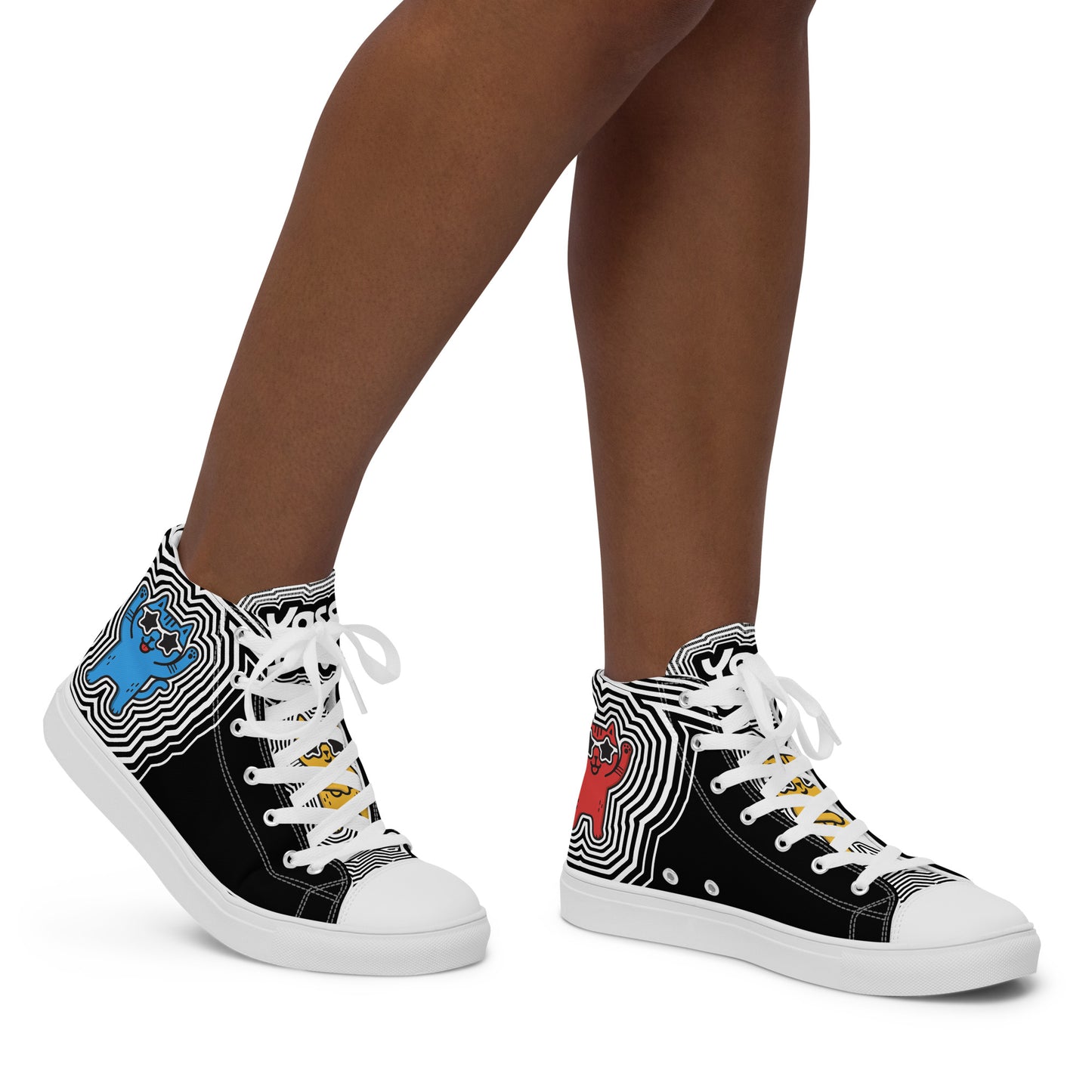 Yass Cats - RED x BLUE - Women’s high top 'skater sneakers