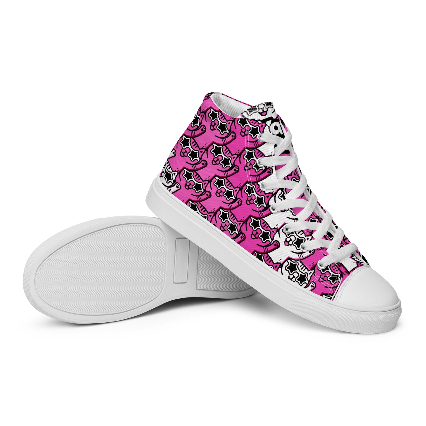 Yass Cats - Cute-Pink-Kitty - Women’s high top canvas shoes