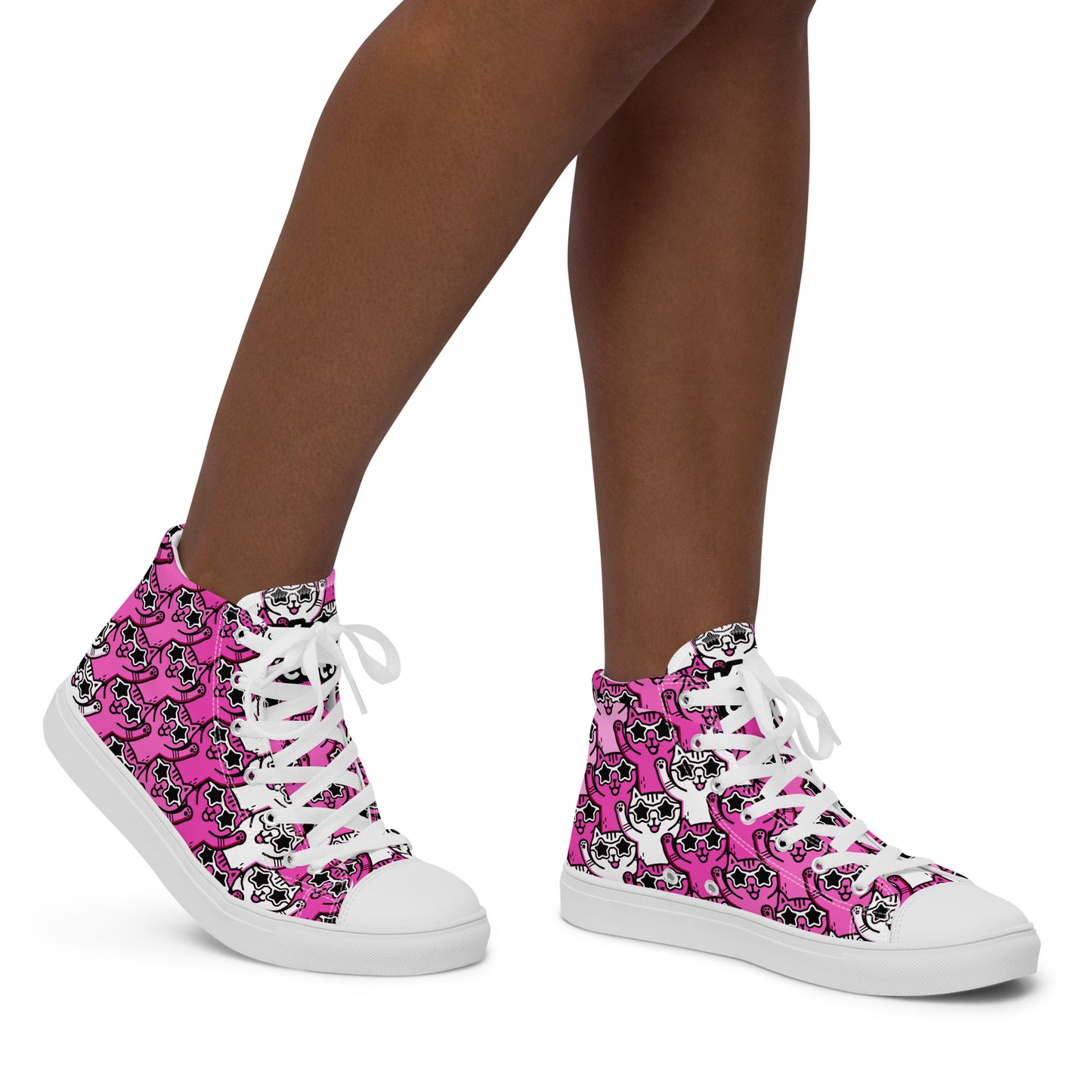 Yass Cats - Cute-Pink-Kitty - Women’s high top canvas shoes