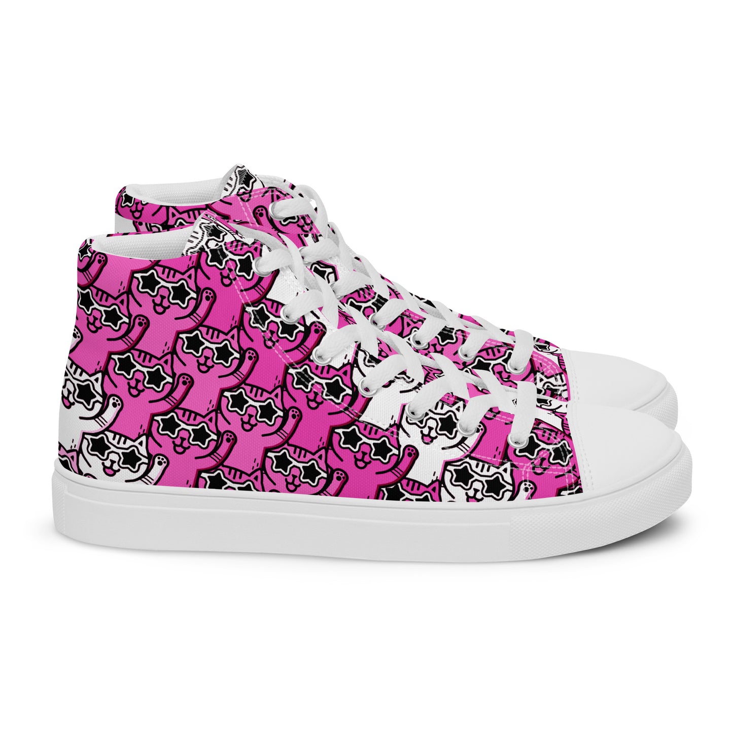 Yass Cats - Cute-Pink-Kitty - Women’s high top canvas shoes