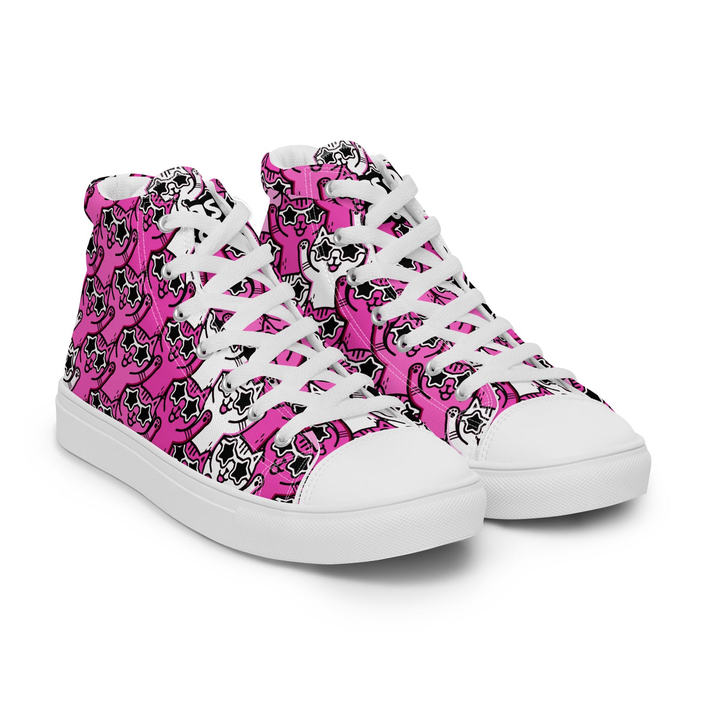 Yass Cats - Cute-Pink-Kitty - Women’s high top canvas shoes